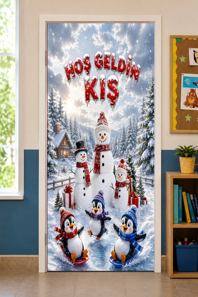 PROMISEBACKDROP2 190X75Cm Elastic School Classroom Door Drape, Welcome Winter...