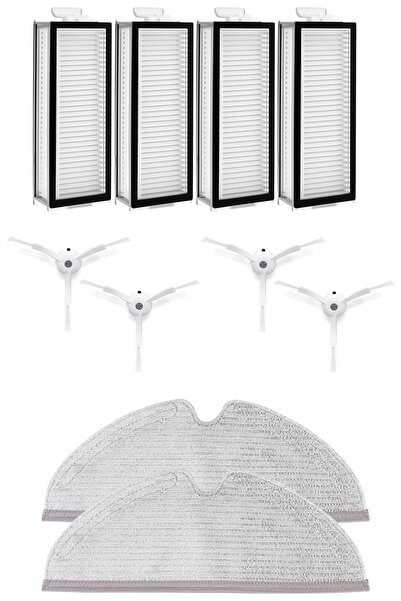 Rovexa Roborock Q8 & Q8 Max Compatible 4 Hepa Filters 4 White Side Brushes 2 ...