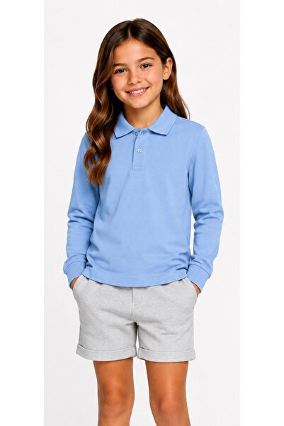 Kuraff Giyim Unisex Cotton Plain Woven Polo Collar School T-Shirt