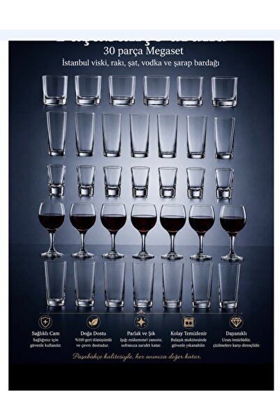 Paşabahçe 30 Piece Mega Set Istanbul V.. Ki R. Ki Shot Vo.. a Ve Şa.. P Glass...