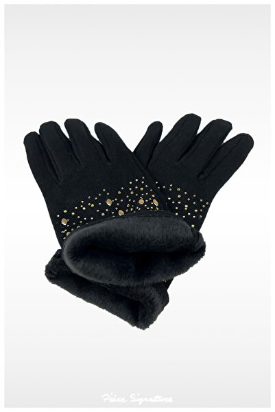 PIECE SIGNATURE Women's Gloves with Miflon and Stone Decorations inside