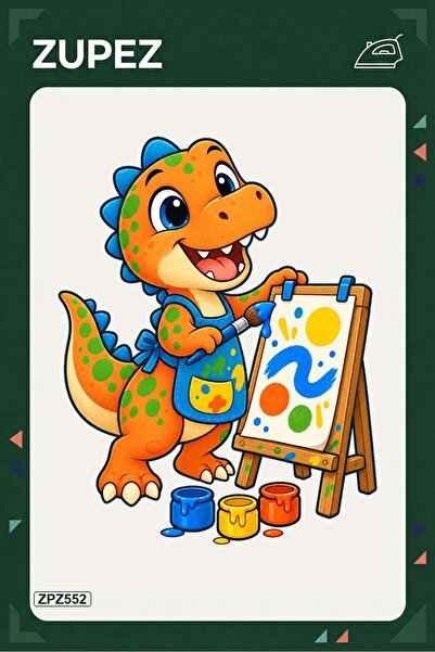 zupez ZPZ552 – Minik T-Rex Boya Yapıyor Ütüyle Uygulanabilir Transfer Baskı