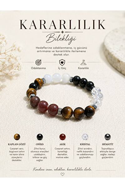 Leyandoğaltaş Natural Stone Stability Bracelet – Tiger's Eye, Onyx, Agate, He...