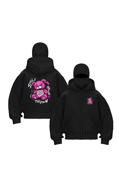 DİVİN Ninja Printed Oversize Sweatshirt Unisex Hooded Loose Fit Sweatshirt