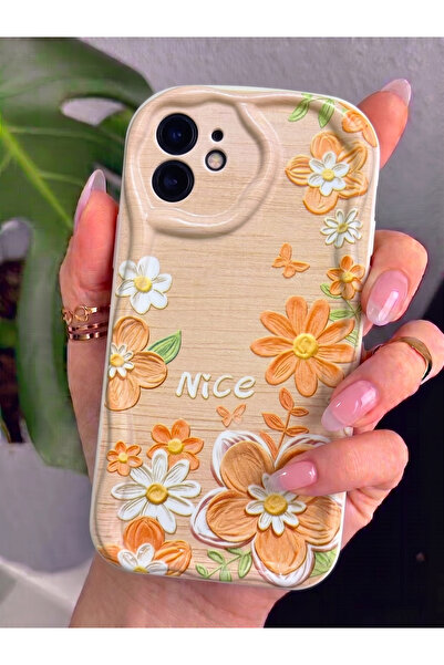 Rivor Apple iPhone 11 Uyumlu Kılıf Kamera Korumalı 3D Kabartma Papatya ve Çiç...