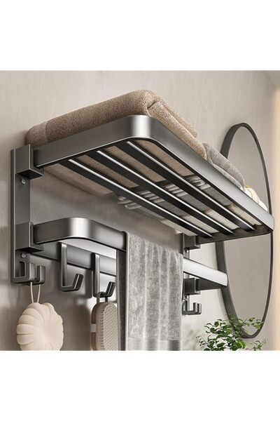 Generic 60 cm Wall Mounted Towel Rack for Bathroom, 24 Inch Foldable Matte To...