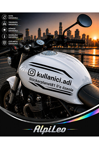 AlpiLeo SİYAH Kişiye Özel Instagram Kullanıcı Adı Motor Depo Sticker | Vinil ...
