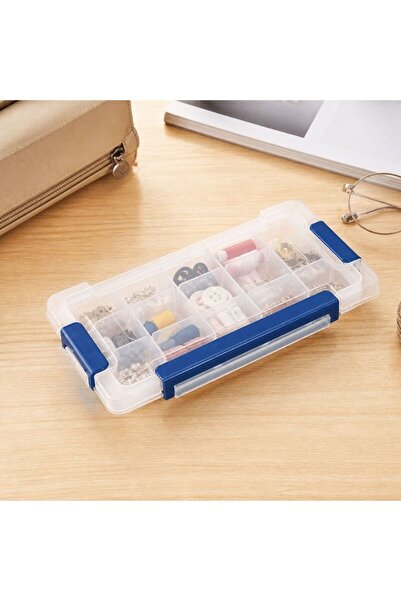 idei Transparent plastic organizer box 25×12×3.5 cm with three closing clips,...