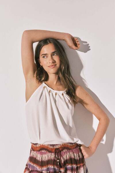 Women'secret White bead strap top