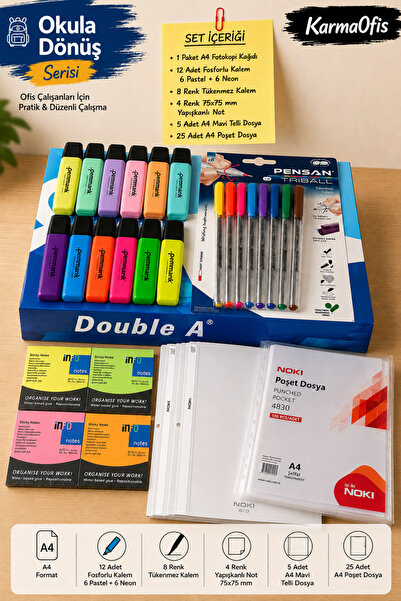 KarmaOfis White Set Double a A4 Photocopy Paper |   12 Highlighter Pens |   8...