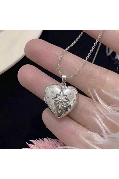 Heda Jewelry Polar Heart Locket Kolye - Kapaklı Açılabilir Anı Kolyesi