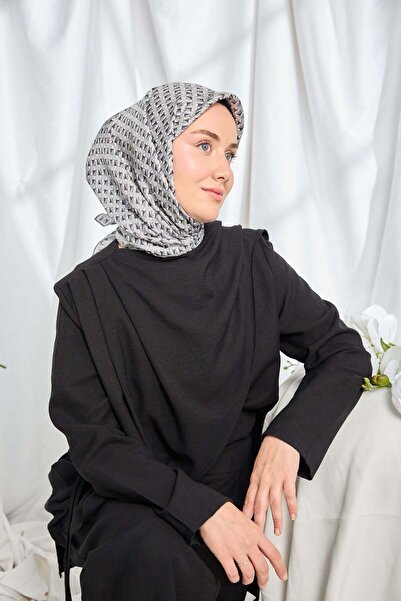 Silk Home Twill İpek Eşarp Geometric Pattern Siyah
