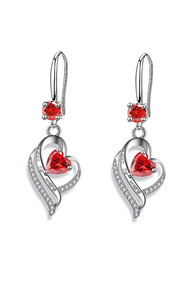 Choice4 Red Korean Heart Drop Earrings For Women Silver Color Blue Yellow Red...