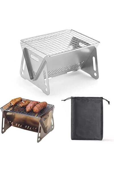 Generic SKEIDO Portable Stainless Steel BBQ Pit Folding Charcoal Grill Compac...