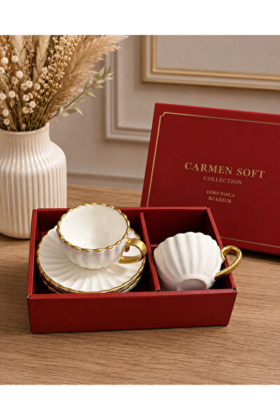 Yumuk Shop Elissa 2-Person Gold Detailed Luxury Coffee Cup Set 90 ml