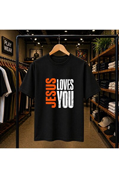 playwear Μπλουζάκι με στάμπα Jesus, 100% βαμβακερό, Oversize, Loose Regular F...