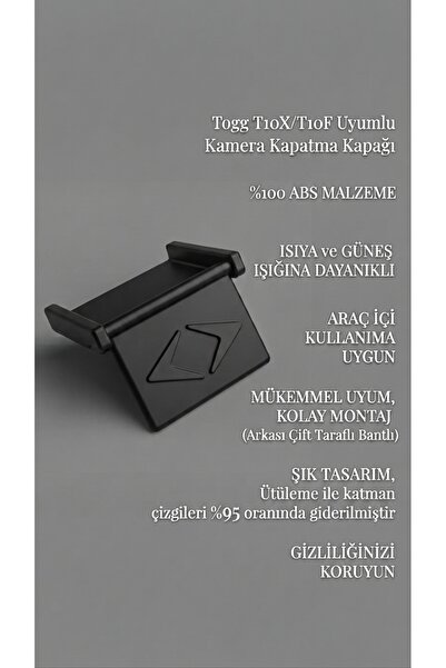 ESWorx Togg T10X / T10F Kamera Asistan Gizlilik Kapağı - Isıya ve Güneşe Daya...