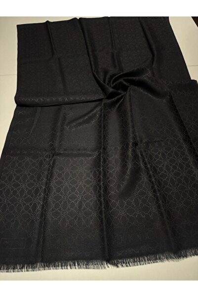 ipekevi Mini Seljuk Monogram Cotton Silk Shawl Black