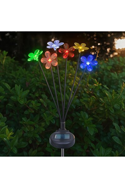 OEM Lampă solară de grădină tip băț de 73cm - 6 petale de flori LED colorate,...
