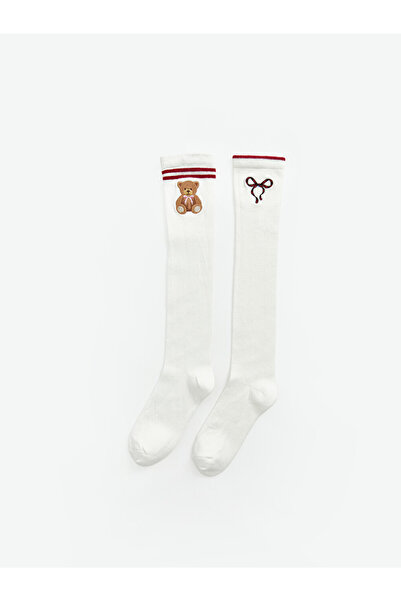 LC Waikiki Sparkling Choices Embroidered Girls' Knee Socks 2-Piece from Shini...