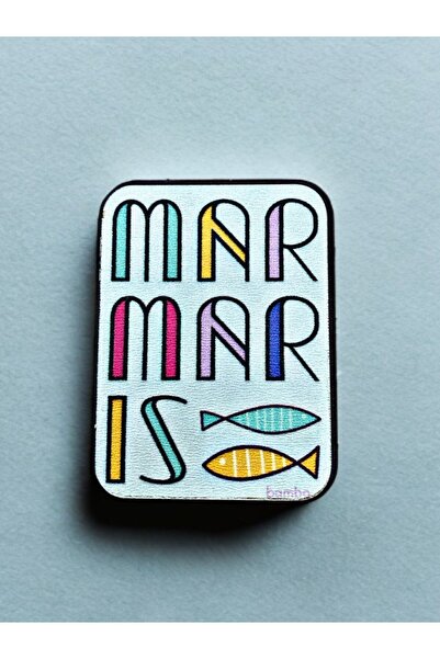Mundy MARMARİS Temalı Magnet Ahşap Lazer Kesim 3 Boyutlu Buzdolabı Süsü