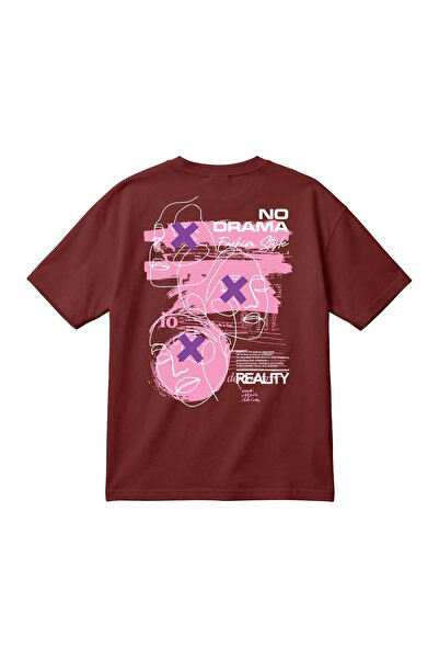 barsdepo Oversized Unisex T-Shirt – No Drama Printed Face Graphic Design Stre...