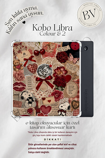 BookTok Vibes Co. Snoopy Sevgililer Günü Temalı Insert - Kindle ve Kobo E-Kit...