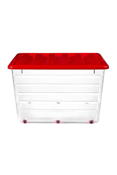 OEM Cutie depozitare cu roti, Alisan Plast, dreptunghiulara, transparent + ro...