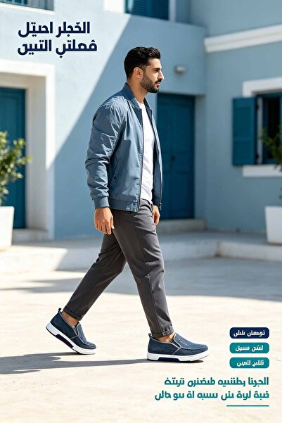 Al Masheel Store حذاء بدون رباط أزرق أنيق صناعة سعودية | فتحة مرنة سهلة الارت...
