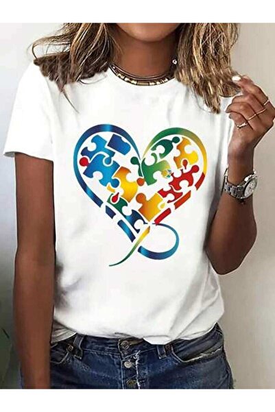 26LIK Oversized T-Shirt Loose Fit Plain Print Fashionable Y2K Vibrant Puzzle ...