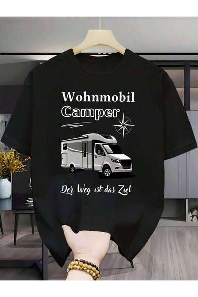 26LIK Oversized Women's T-Shirt Loose Fit Flat Printing RV Camping - Journey ...