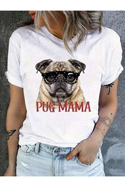 29CUN قميص نسائي كبير الحجم، نظارات على طراز الهيبي، Pug Mom US06، ملابس نسائ...