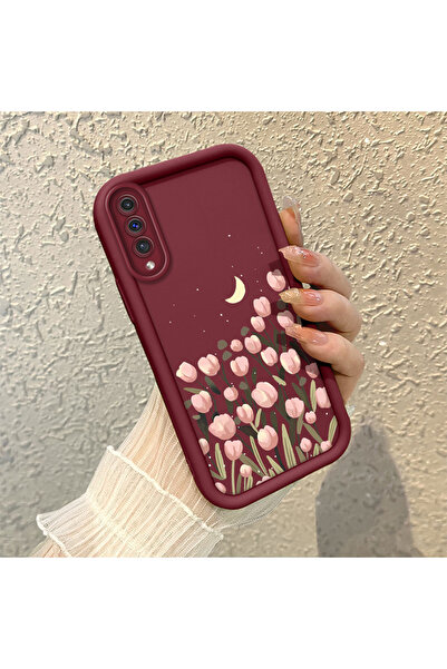 SLIMFELT Samsung Galaxy A50/A50S/A30S Uyumlu Retro Lale Desenli Silikon Telef...