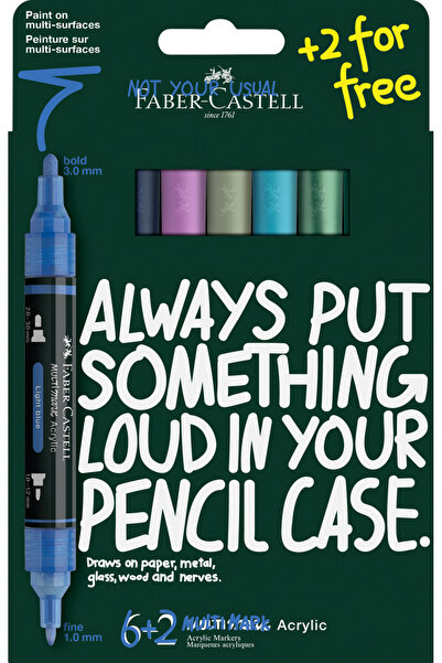 Faber Castell Blister 6 + 2 buc marker acrilic multimark tonuri reci faber-ca...