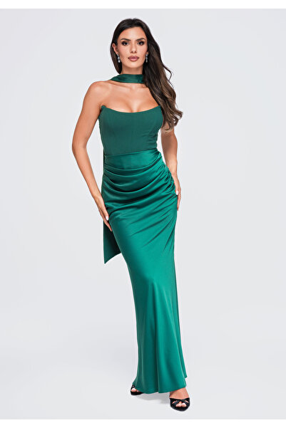 Larica Damen Maxi-Abendkleid mit Korsett-Oberteil, eckigem Ausschnitt und abn...