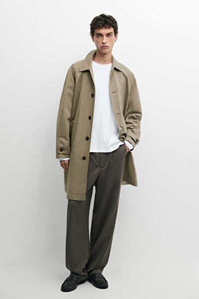Massimo Dutti %100 soğuk yünlü pensli relaxed fit pantolon