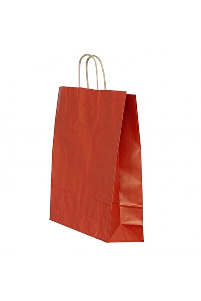 MC Micostore Punga hartie maner rasucit 22 x 10 x 31 cm rosu dungi/maro papiroti