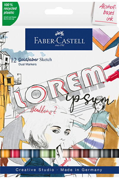 Faber Castell Sketch marker 2 capete set 12 goldfaber faber-castell