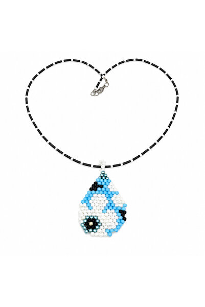 Amma Design Women's necklace with abstract pendant, Handwoven from Toho beads...