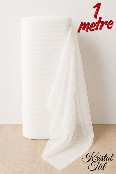ecrin tuhafiye hobi 1 Metre Kırık Beyaz Süsleme Tülü, Bohça Çeyiz Gelin Damat...