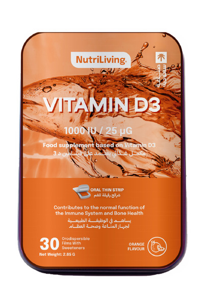 OEMS NutriLiving، فيلم قابل للذوبان في الفم يحتوي على فيتامين D3 - 30 قطعة