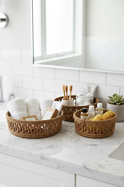Comfort Craft Σετ 3 τεμαχίων από βαμβακερά καλάθια από σχοινί σε μποέμ στυλ -...
