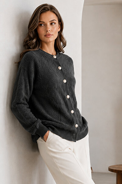 benguen Buttoned Beard Cardigan N3328 Anthracite