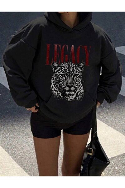 LELVANİ Red Legacy Lion Printed Unisex Hooded Sweatshirt