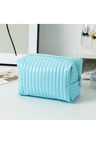 Generic Brand 1pc, Quilted PU Leather Cosmetic Bag Portable Travel Toiletry P...