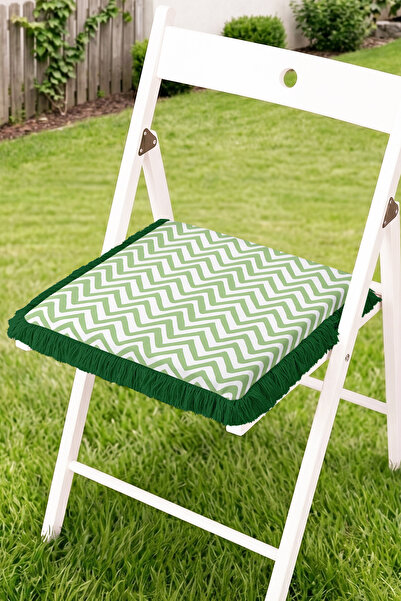 Realhomes Zigzag Patterned Fringed Zippered Chair Cushion - Striped Modern Ta...