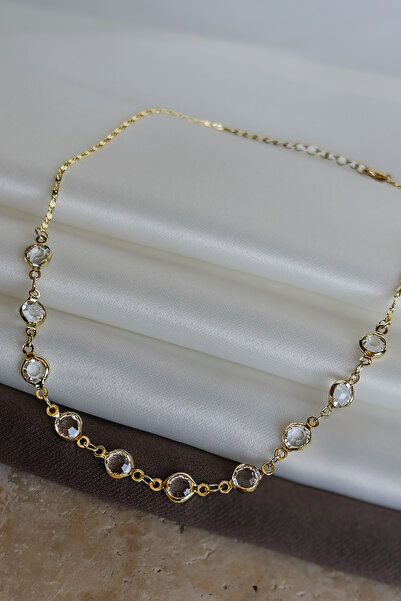 Dore Collection Choker Necklace - Gold Color Transparent Zircon Stone Bijoute...