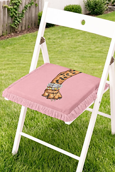 Realhomes Fringed Zippered Chair Cushion with Leopard Paw and Bracelet Figure...