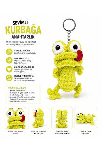 El Yapımı Amigurumi Kurbağa Anahtarlık