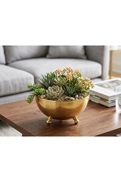Generic Brand Metal Vazo Gold Bowl Boy-11Cm Diameter-20Cm